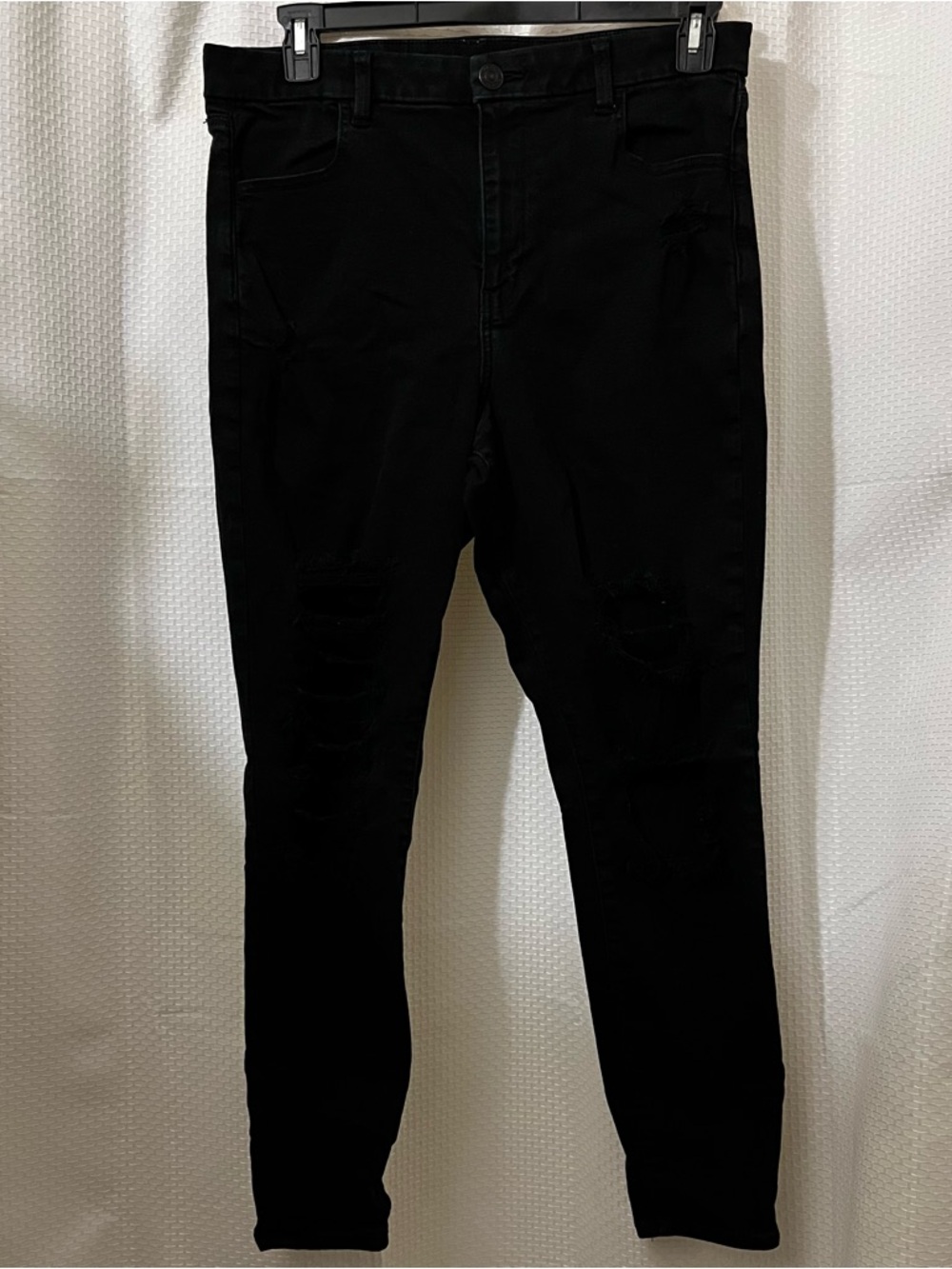 American Eagle High Rise Jeggings Distressed High Rise Denim Black 14